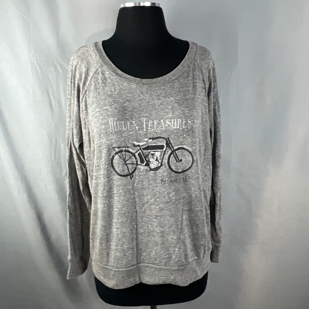 Alternative Earth Sweatshirt Womens L Gray Hidden Treasures Motorcycle Graphic
